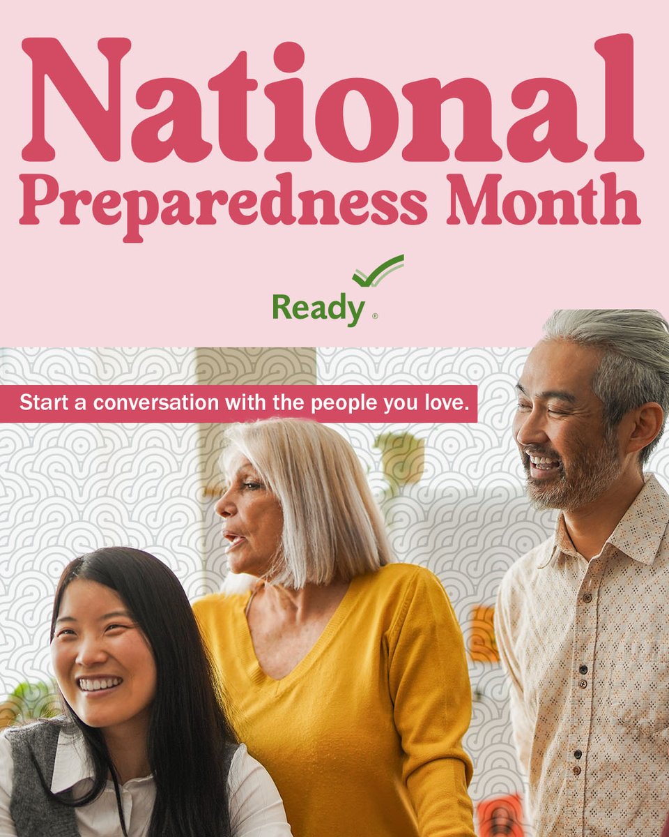 September is #NationalPreparednessMonth! This year's theme is #StartAConversation. Find information and tips on how to protect yourself and your family before, during, and after emergencies and disasters by visiting ready.gov/be-informed #NPM2024 <a href="/Readygov/">Readygov</a>