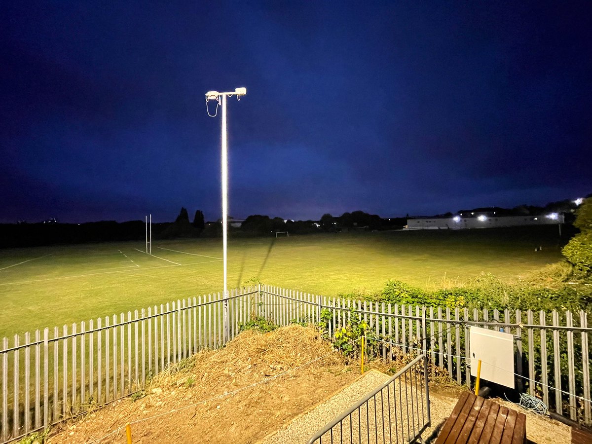 4th floodlight column fitted and wired in last night <a href="/FinchleyRFC/">Finchley RFC</a> this allows all year round training for the club.