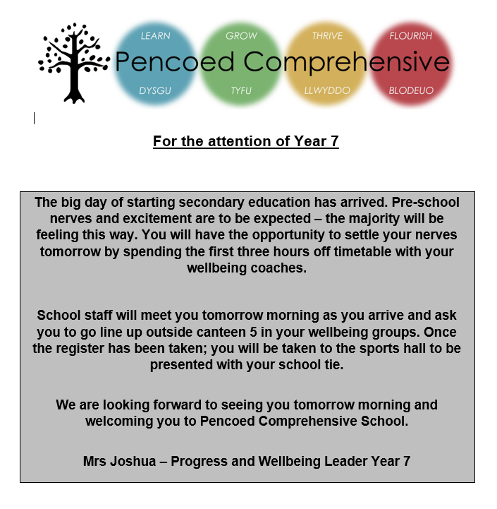 IMPORTANT - Yr7 parents/carers, please see the information below