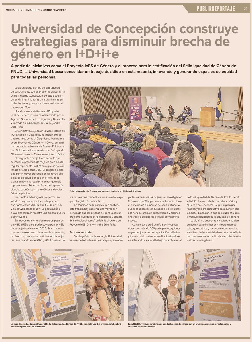 Estrategias de acción afirmativa, una red de investigadoras y actividades de reconocimiento de nuestras investigadoras son algunas de las acciones desarrolladas desde el Proyecto InES de Género perteneciente a <a href="/Ciencia_UdeC/">VRID UdeC</a> 👇
#SelloPNUDUdeC