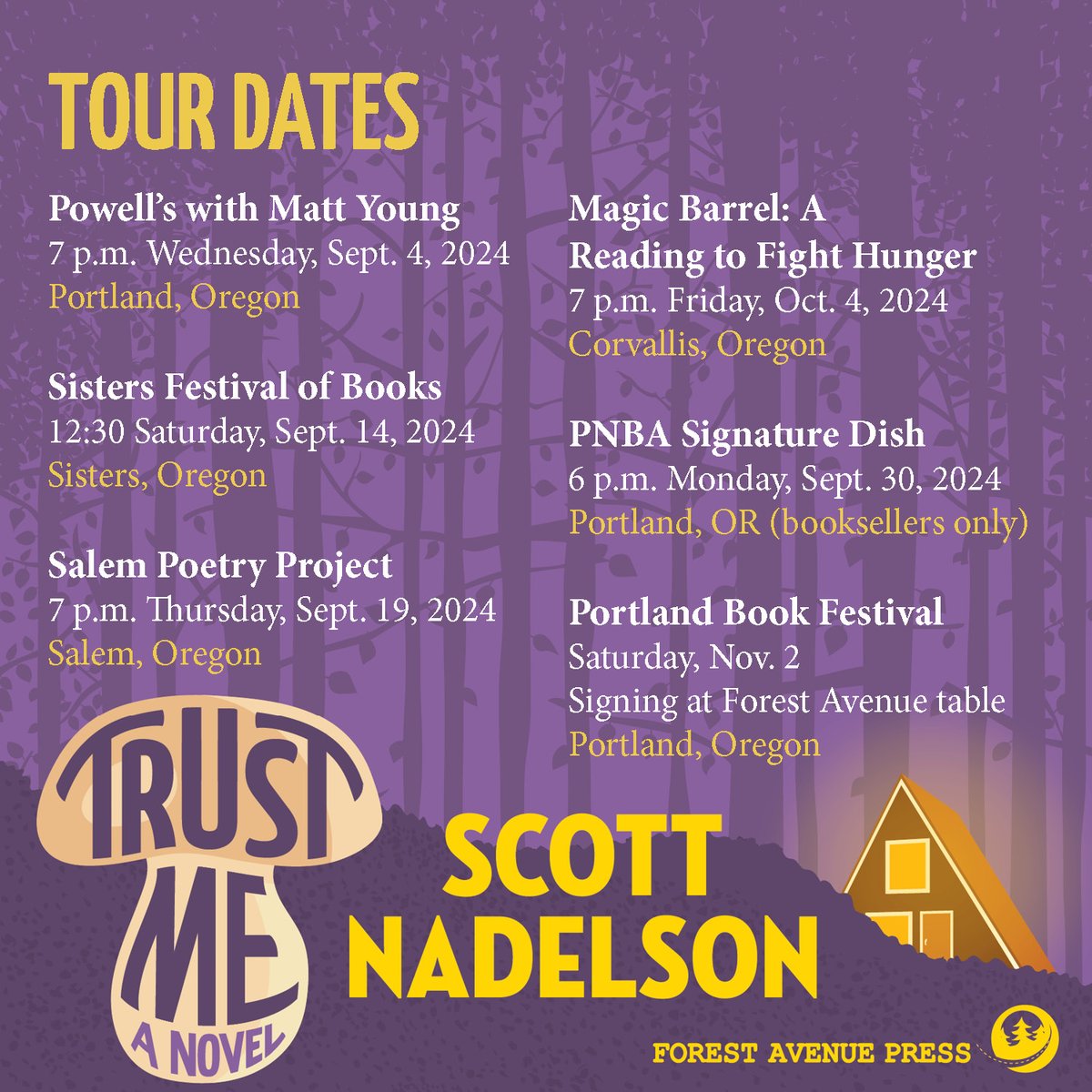 Happy book birthday to <a href="/ScottNadelson/">Scott Nadelson</a> and TRUST ME, out today from Forest Avenue! Join Scott at one of his upcoming events, starting tomorrow, Sept. 4, at <a href="/Powells/">Powell's Books</a>!
