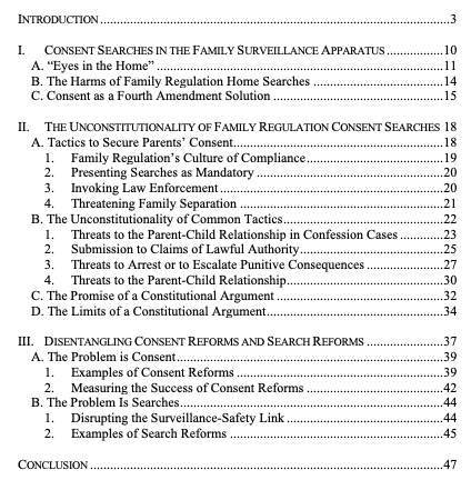 Anna Arons (@annafinally) on Twitter photo Very happy to share that my article, Family Regulation's Consent Problem, will run in <a href="/ColumLRev/">Columbia Law Review</a>! I argue that fam reg "consent" searches regularly violate the Constituion. . . & that the Constitution is a woefully incomplete solution to surveillance of marginalized communities. Very happy to share that my article, Family Regulation's Consent Problem, will run in <a href="/ColumLRev/">Columbia Law Review</a>! I argue that fam reg "consent" searches regularly violate the Constituion. . . & that the Constitution is a woefully incomplete solution to surveillance of marginalized communities.