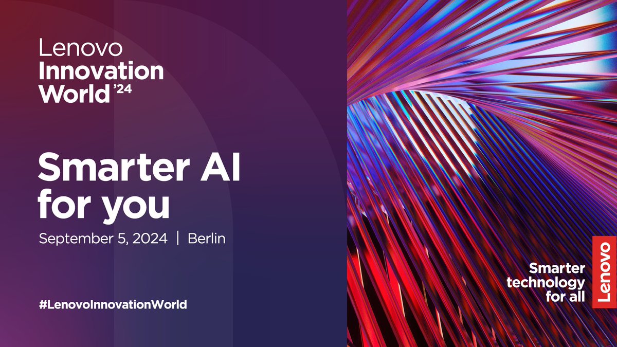Smarter AI for All starts with YOU! Join us September 5th at 4PM CEST for #LenovoInnovationWorld at lenovo.com/innovationworld​. #WeAreLenovo