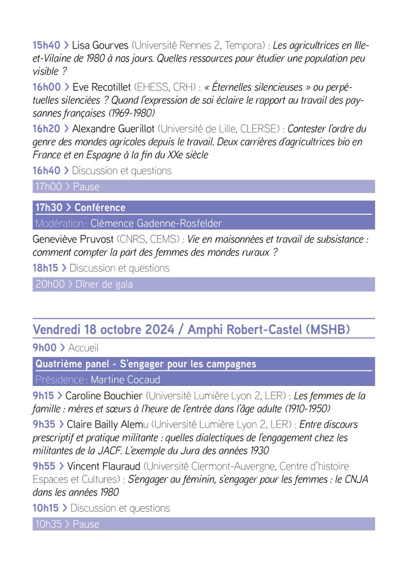 J'ai le plaisir de vous faire découvrir le programme du colloque : "Les Femmes dans les mondes ruraux en France aux XIXe et XXe siècles", qui se tiendra à Rennes les 16-17-18 octobre 2024. La première journée est plutôt une série de rencontres et de conférences. 🌳👩🐮🧶 👇