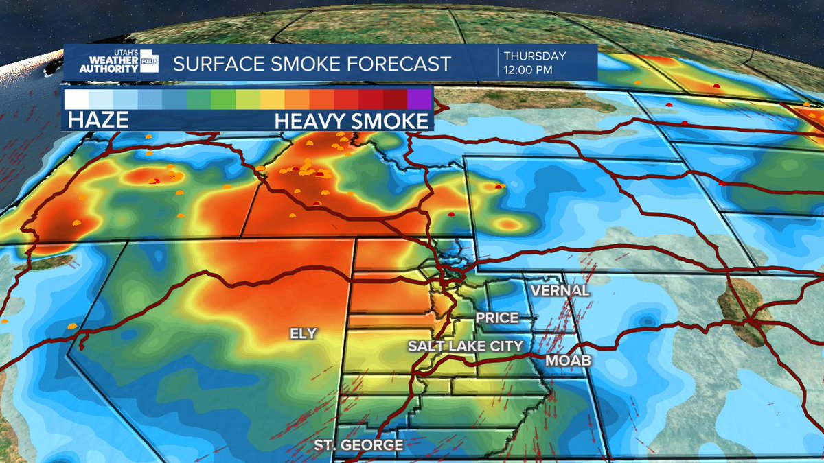 DanPopeWeather's tweet image. Several #storms will have microburst winds of 60 mph or higher and even some hail is possible this afternoon between 4 and 8 PM along the Wasatch Front. 

The area of darker green is the most likely spot for these stronger #thunderstorms. Red Flag #Warnings are in effect for the