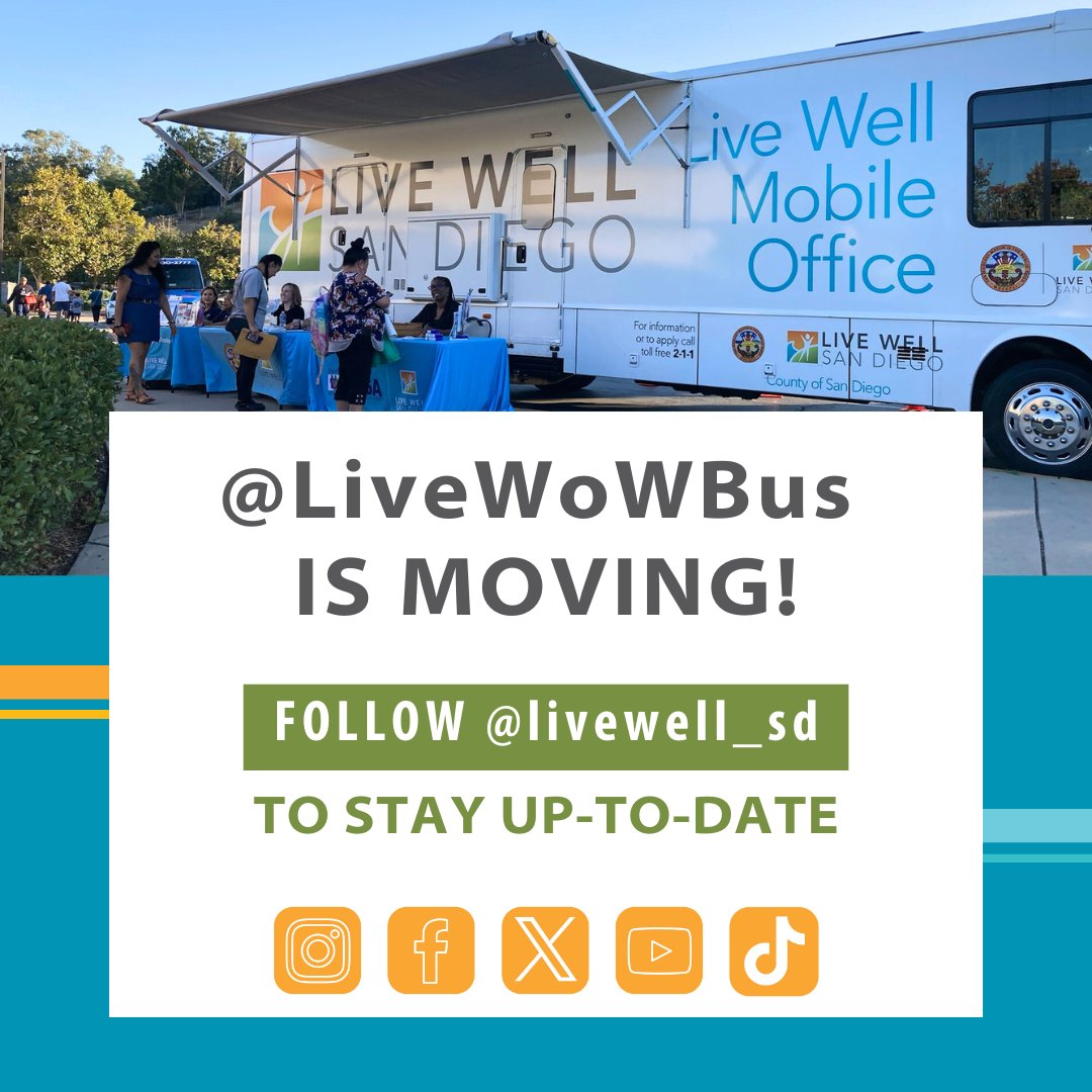 Live Well on Wheels- Live WoW! (@livewowbus) on Twitter photo The Live Well on Wheels account is moving! Follow along to stay up to date on where the bus is going to next! Follow <a href="/livewell_sd/">Live Well San Diego</a> #LiveWellSD The Live Well on Wheels account is moving! Follow along to stay up to date on where the bus is going to next! Follow <a href="/livewell_sd/">Live Well San Diego</a> #LiveWellSD