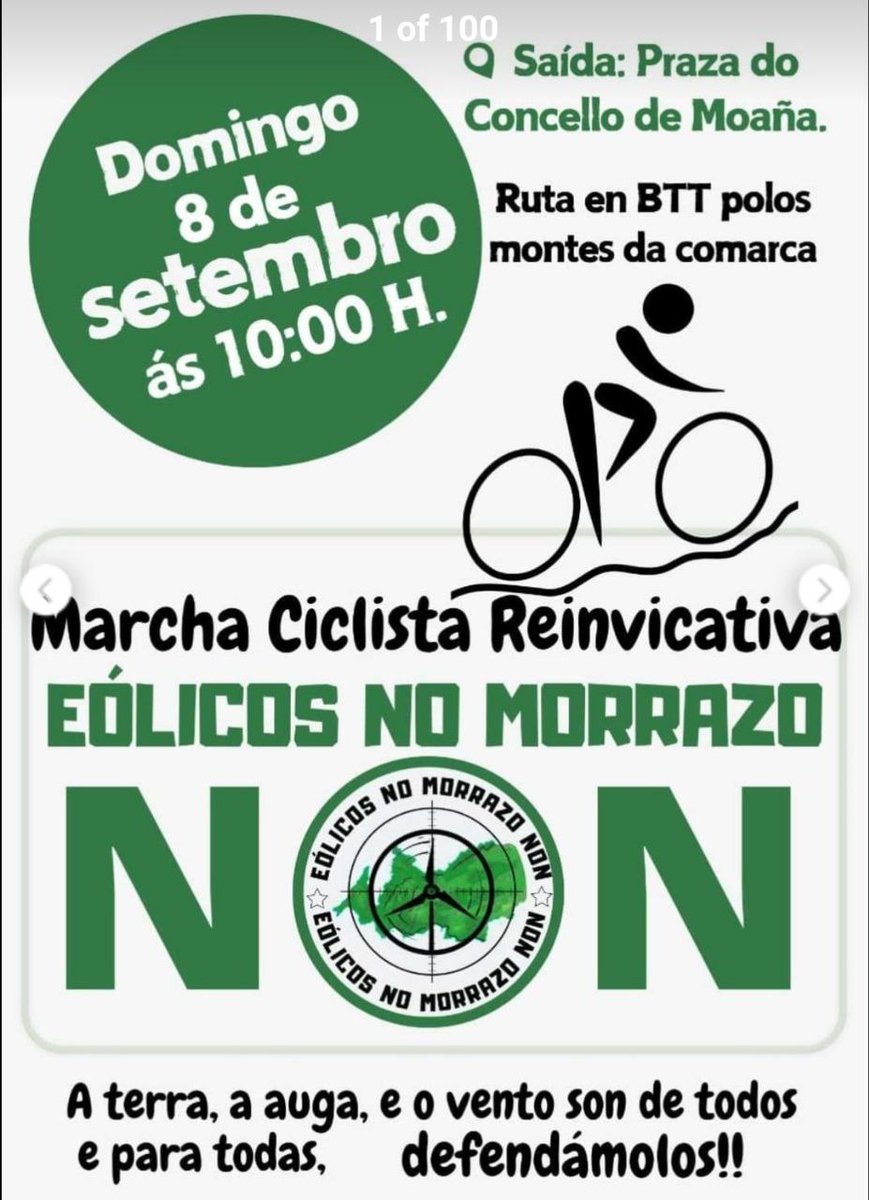 AmilSenEolicos's tweet photo. Dende Moraña a Moaña, todo o noso apoio nesta loita, que cada un libramos na nosa zona, pero que é a de todas e todos.

🚲 Ruta BTT reivindicativa este Domingo 8 de Setembro https://t.co/WCfR1Njg8b