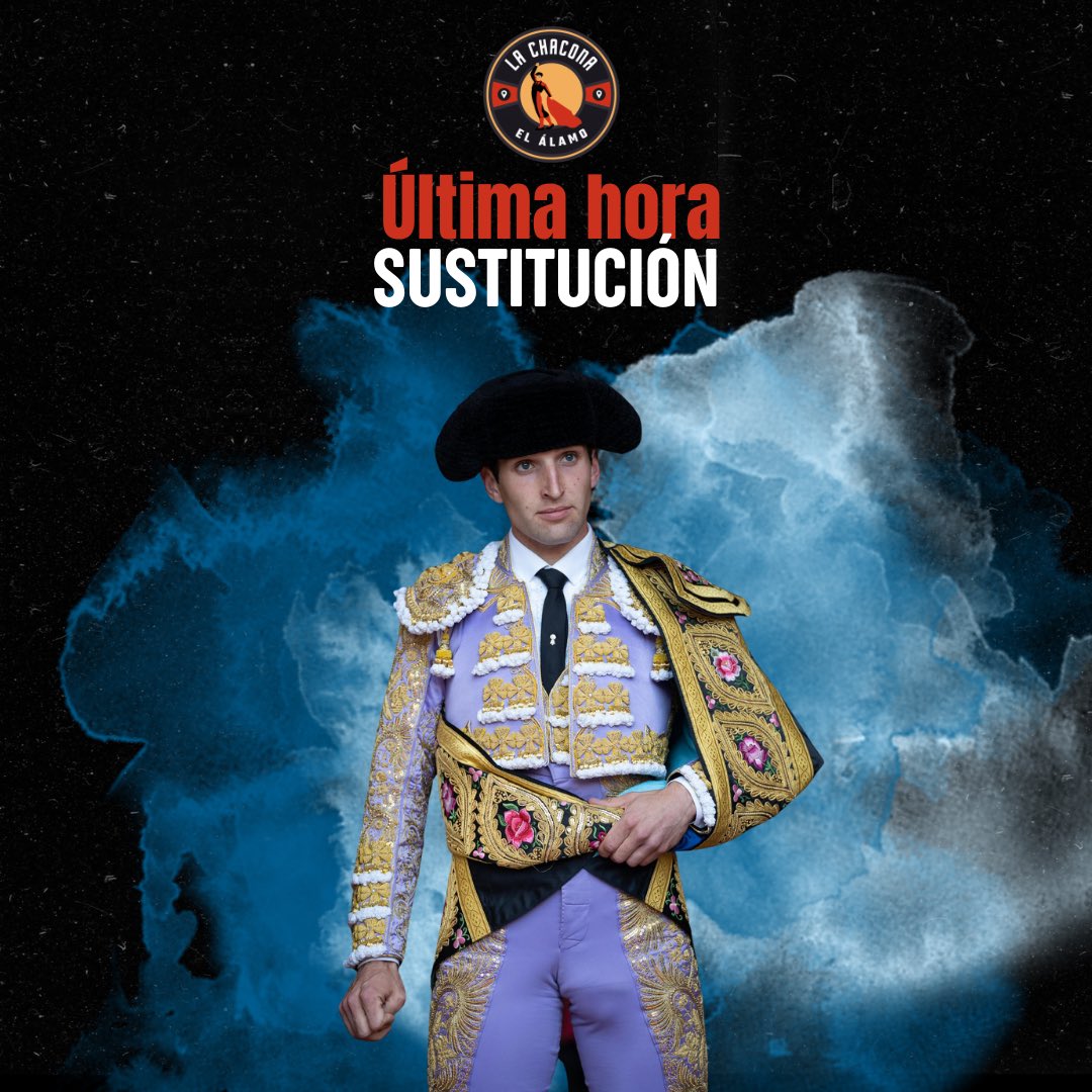 toroslachacona's tweet photo. ‼️ÚLTIMA HORA 

🚑 Tras el percance que ha sufrido Samuel Navalón en la localidad de El Casar, causará mañana baja en El Álamo. 

✅Le sustituirá el salmantino Valentín Hoyos.

La organización aprovecha para desear pronta recuperación al novillero. https://t.co/eUgJUfY9vN