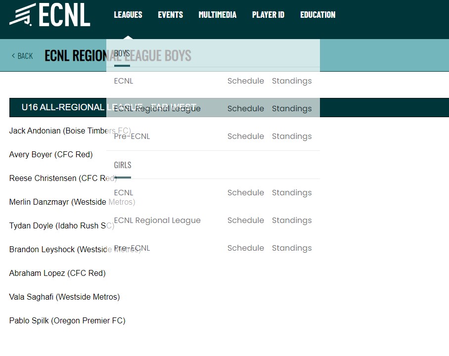 Just made the ECNL All-Regional Far West Team!