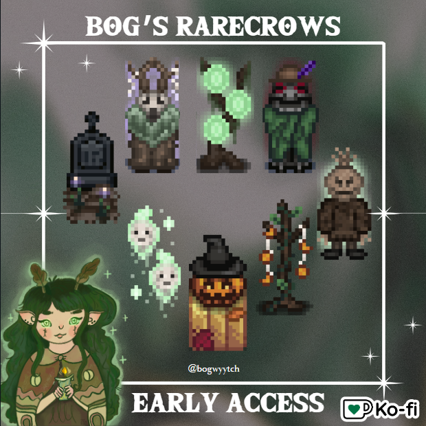 BogWyytch's tweet photo. FREE EARLY ACCESS

Bog's Rarecrows is now available on my kofi!

These will be a part of the 2.0 update for my Witchy Craftables on nexus, but if you want them now go get em! https://t.co/wglg8VUAJn