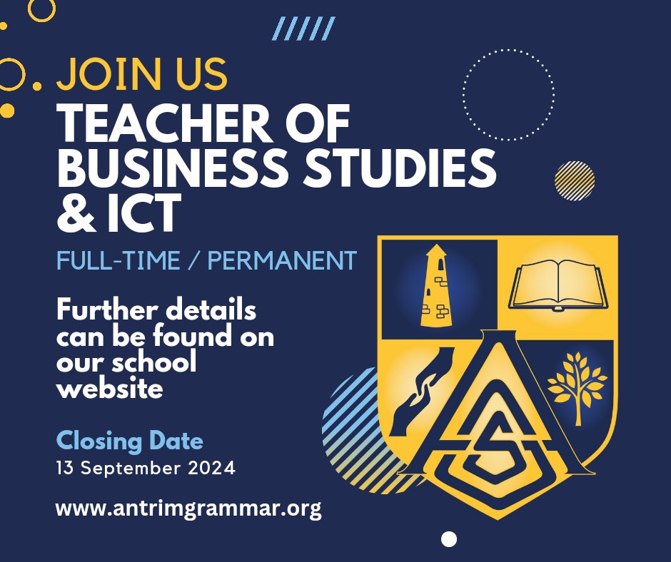 Join Us - More information can be found on our website:

antrimgrammar.org/Staff/