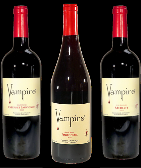 Vampire Cabernet, Merlot and Pinot Noir. If you can't wait for Halloween, come on in. #vampire #vampirewine