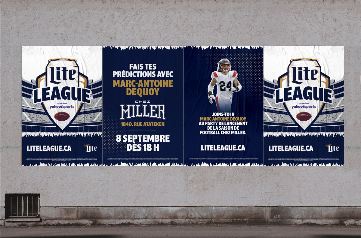 Manque pas le lancement de la saison de football au bar sportif chez Miller avec Lite league et Marc-Antoine Dequoy ce dimanche.  #habs #cfmtl #alouettes #nfl #football