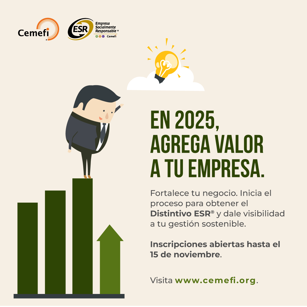 Cemefi_RSE's tweet photo. ¿Ya conoces los beneficios de las #EmpresasSocialmenteResponsables?
🌟 Mejora la reputación
♻️ Fomenta el consumo responsable
🤝 Fortalece el capital humano
📈 Incrementa las inversiones
Agrega #ValorSocial a tu empresa.
Convocatoria al #DistintivoESR® 👉 https://t.co/AoOwITK4ny https://t.co/9zReP1sDDy