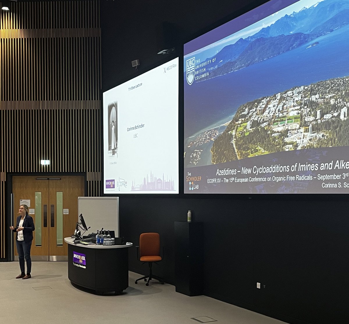 Today’s final speaker is Corinna Schindler (<a href="/SchindlerLab/">SchindlerLab</a>) who delivers the T Y Shen lecture to discuss her work on the synthesis of azetidines from cycloaddition reactions of imines and alkenes #ECOFRxv