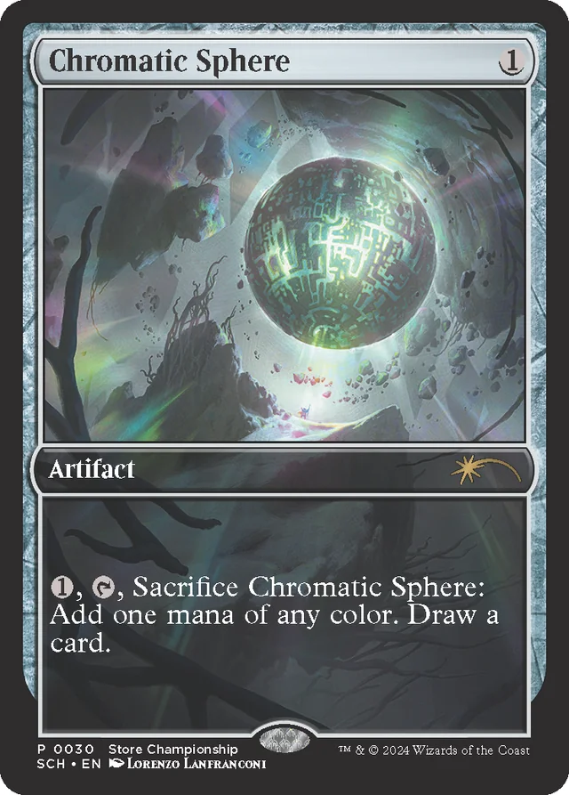 BenBleiweiss's tweet photo. Duskmourn Store Championship cards announced!  
Chromatic Sphere: Participation
Reality Smasher: Top 8
Void Winnower: Winner

#MTG #MTGDuskmourn https://t.co/lkmn38fTnq