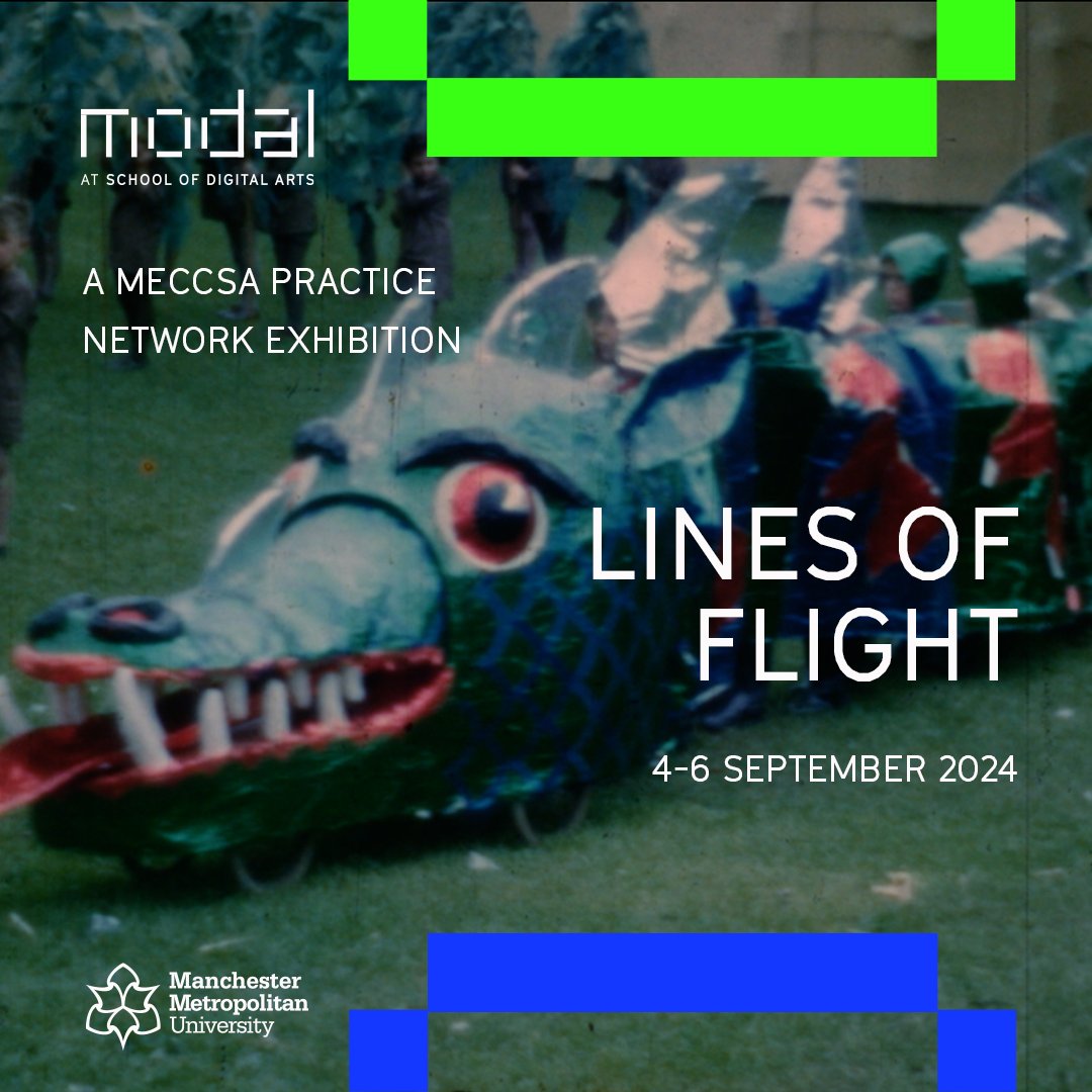 Our latest Modal exhibition opens tomorrow as part of the <a href="/MeCCSA2024/">MeCCSA Annual Conference 2024</a> conference 🎉

'LINES OF FLIGHT' showcases new creative practice research and storytelling in moving image, sound, photography and immersive experience, exploring environmental, political &amp; cultural dialogues.