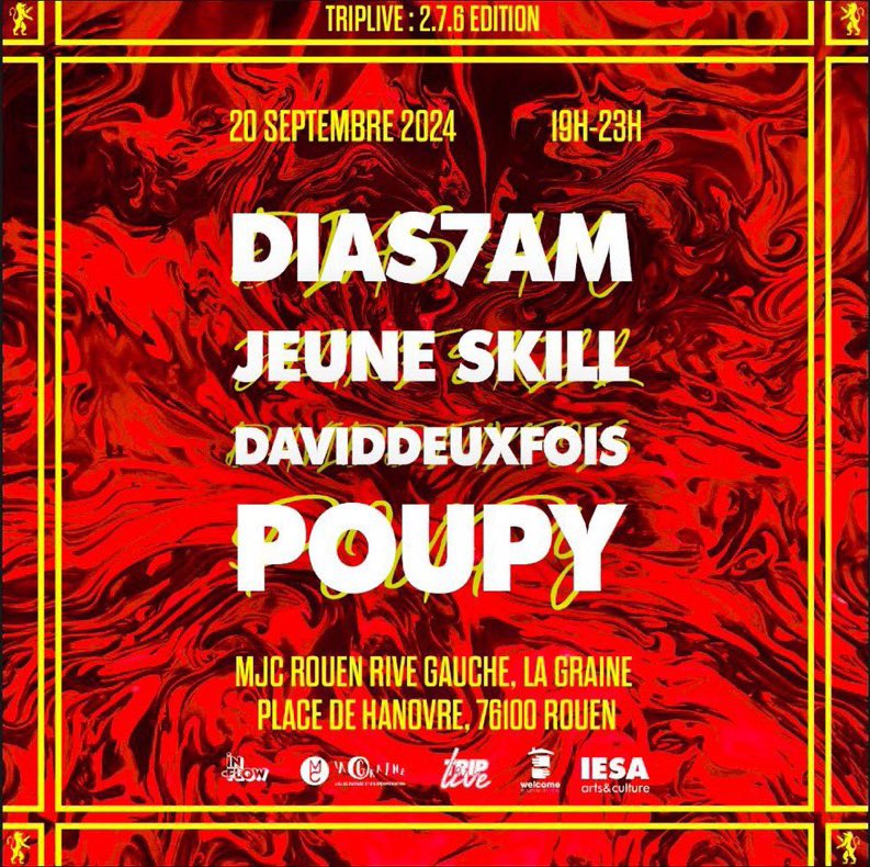 🚨 Événement à ne pas rater pour nos normands !! 

L’association TRIPLIVE organise son premier concert caritatif à destination de Welcome Rouen qui œuvre pour  l’hébergement temporaire de migrants et leur insertion ! 

Avec 4 artistes bouillants de la région ! 

💶 13€
📆 20/09