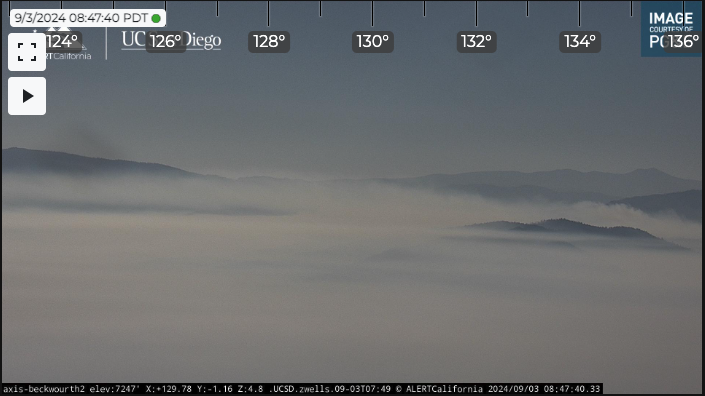 These 2 cams view the same smoke from 180° diff angles. The first shows mostly "dark" smoke, the second "white" smoke. Why? Smoke aerosol (&lt;1 um) cause forward (Mie) scattering of sunlight. Smoke is bright when you're looking towards sun, dark (weak backscatter) when looking away