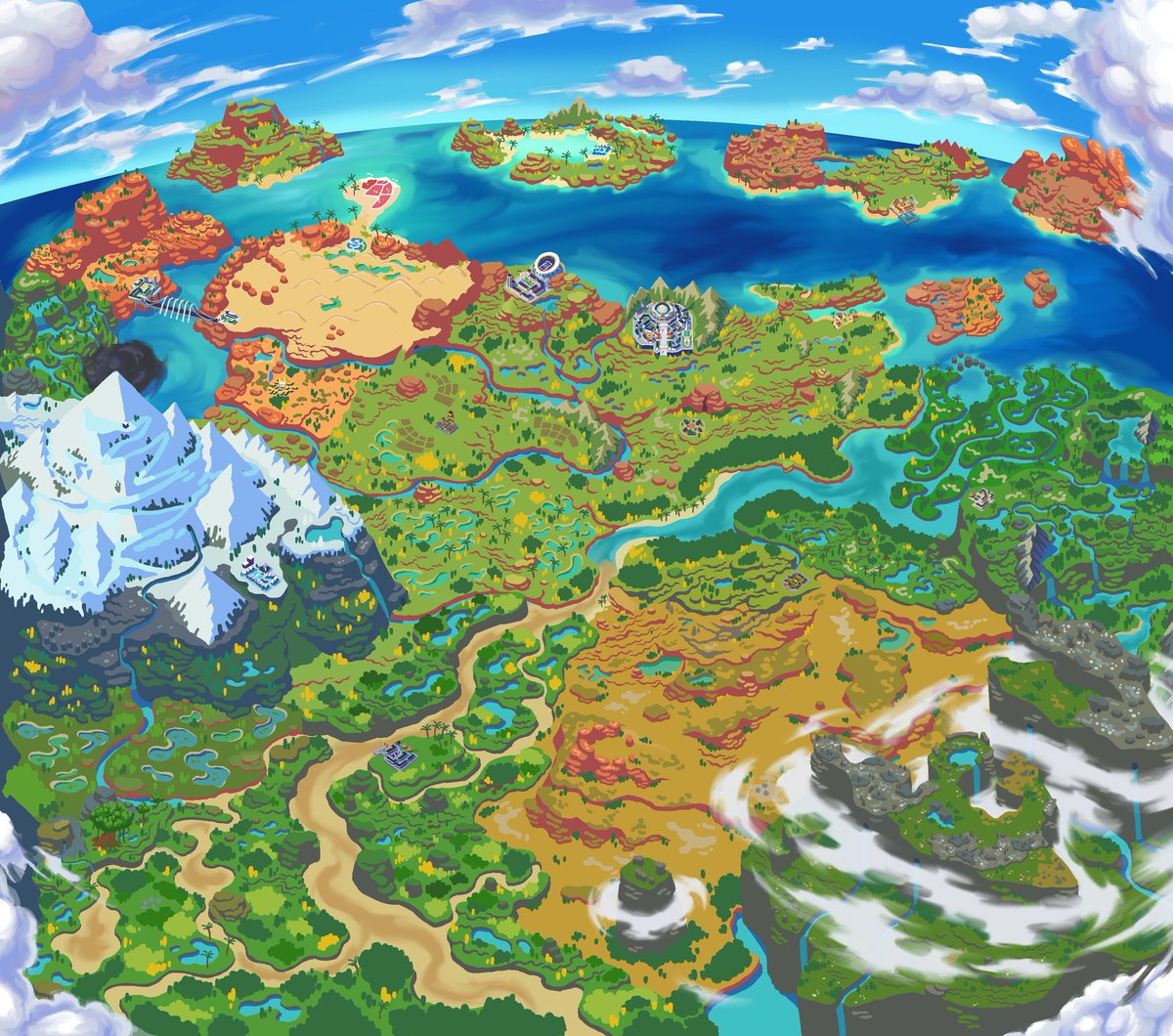 What if Venezuela was a Pokémon region? Welcome to the Amazulah Region! the golden wonder 🇻🇪🌴🌸🏜️🏝️🏔️ a land full of diversity in biomes, cultures and most importantly.. Pokemon! more news very soon
#pokemon #pokemonregion #fakemon #venezuelalibre #Venezuela #Amazonas #Caribbean