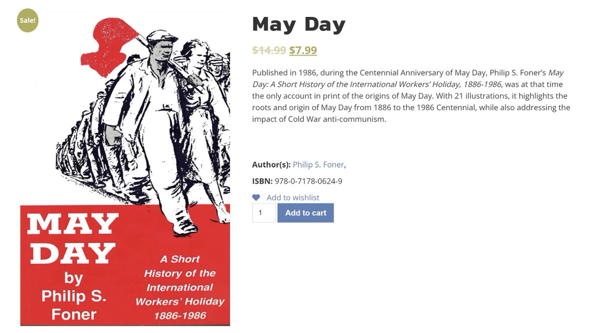 IntPubNYC's tweet image. As part of our #LaborDay2024 sale, we're offering Philip S. Foner's "May Day" at $7.99. Get this great title, along with the "History of the of the Labor Movement in the United States" for $11.99. Hurry, while supplies last! intpubnyc.com/browse/may-day/ @PeoplesWorld @communistsusa