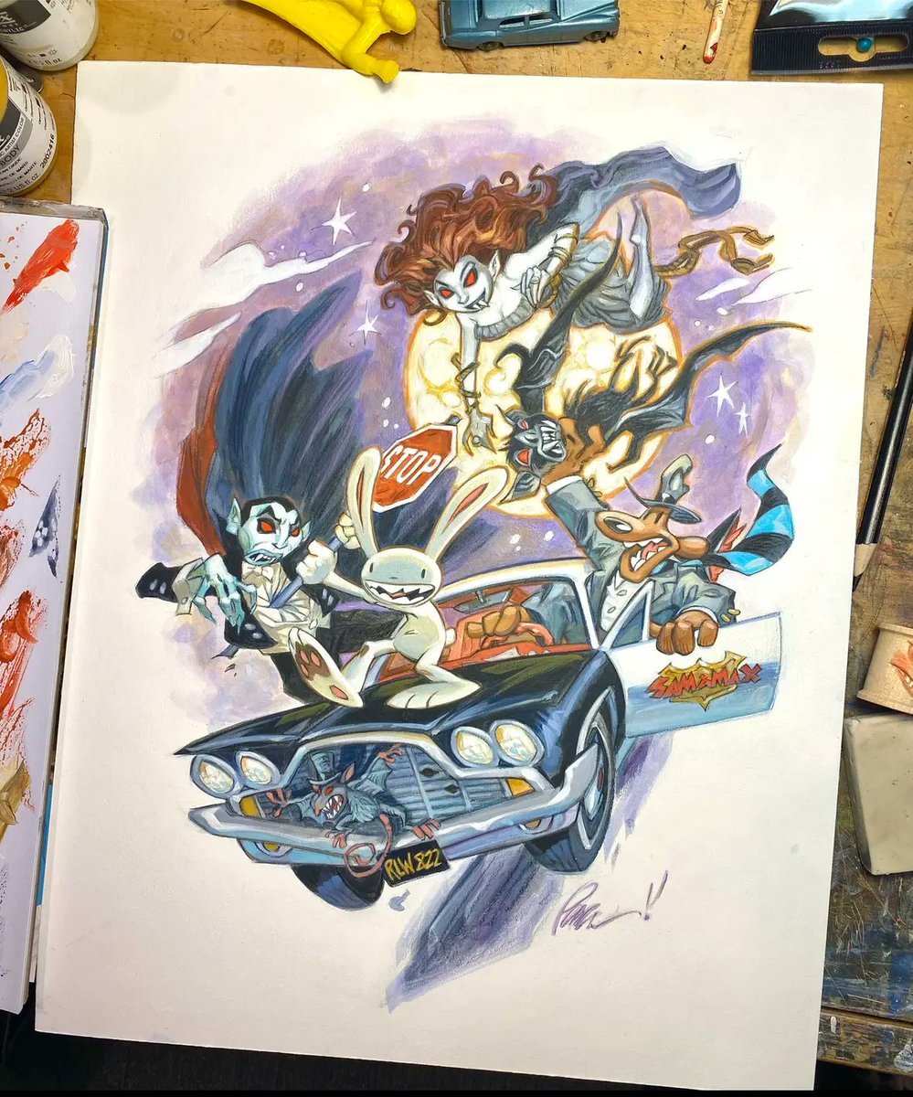 SamAndMax's tweet image. Here’s my brand new Sam &amp;amp; Max piece for this year‘s Hero Initiative auction at the Baltimore Comic-Con on September 21st. Read more at facebook.com/10005531467212…