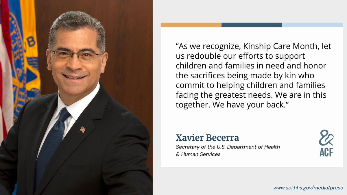 RELEASE: Statement by Secretary Xavier Becerra - Kinship Care Month 

Continue reading: buff.ly/47ad3WI