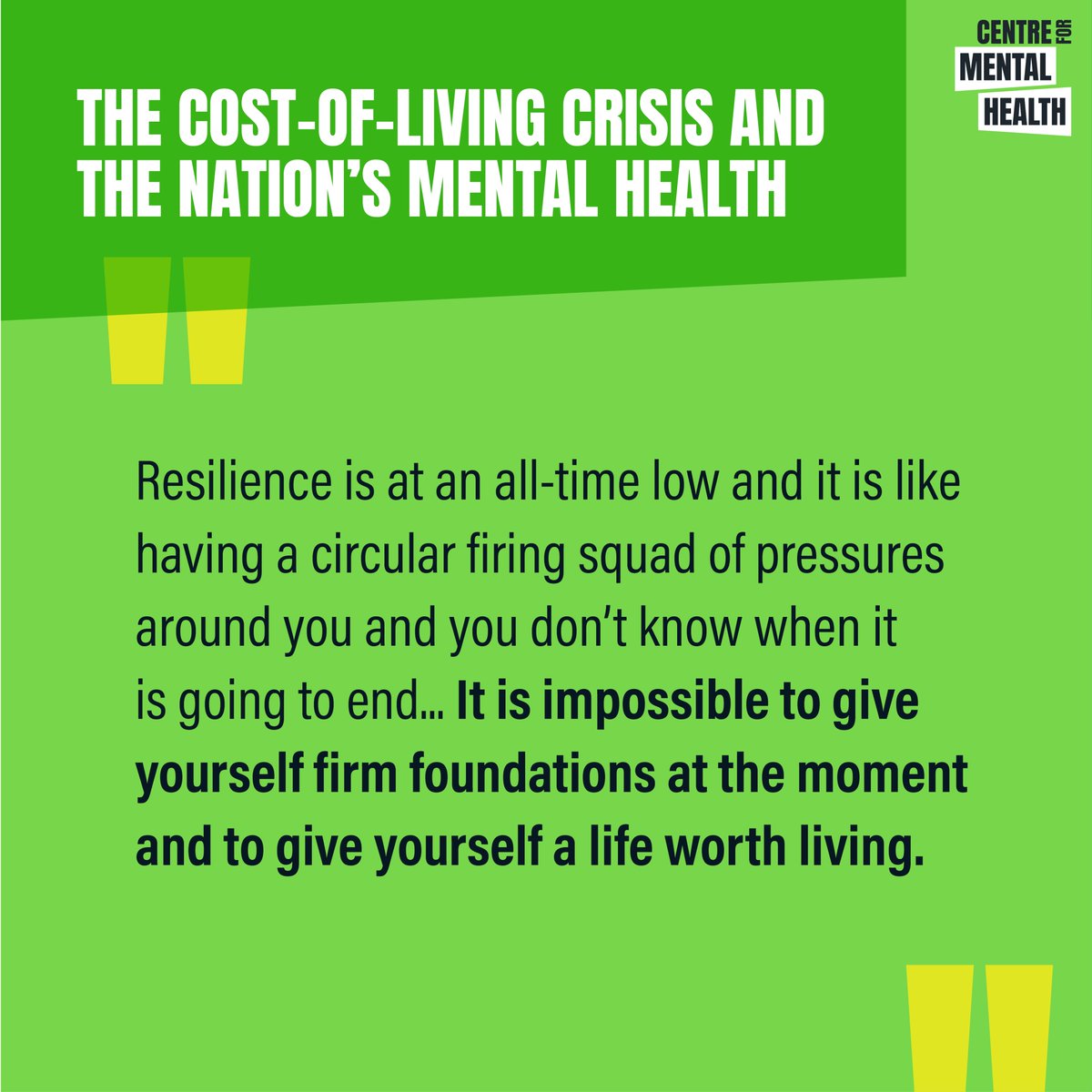 📢 Our new research exposes the devastating impact of the cost-of-living crisis. 
Even as inflation rates are easing, many people are stuck in a vicious cycle battling the dual crises of poverty and poor mental health.
Learn more: centreformentalhealth.org.uk/publications/j… #JustLivingAndCoping