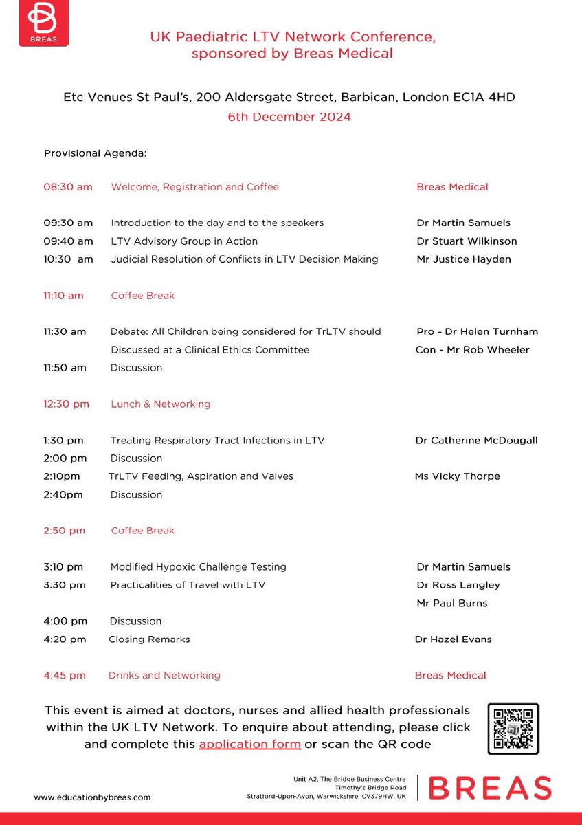 NIPPY by Breas (@nippyventilator) on Twitter photo Breas UK's annual #Paediatric #LTV Network Meeting is taking place on the 6th December in London. See the attached agenda and click on the link below to register for this FOC event🙂
forms.office.com/r/Z52kVGTR3B
@ACPCresp <a href="/BTSrespiratory/">British Thoracic Society (BTS)</a> <a href="/WellChild/">WellChild</a> <a href="/uk_hmv/">HMV-UK</a>
@RespNprang <a href="/SiLVaH_UK/">SiLVaH</a> Breas UK's annual #Paediatric #LTV Network Meeting is taking place on the 6th December in London. See the attached agenda and click on the link below to register for this FOC event🙂
forms.office.com/r/Z52kVGTR3B
@ACPCresp <a href="/BTSrespiratory/">British Thoracic Society (BTS)</a> <a href="/WellChild/">WellChild</a> <a href="/uk_hmv/">HMV-UK</a>
@RespNprang <a href="/SiLVaH_UK/">SiLVaH</a>