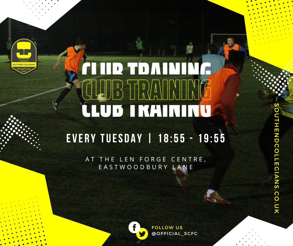 Club training tonight at The Len Forge Centre from 18:55 to 19:55!