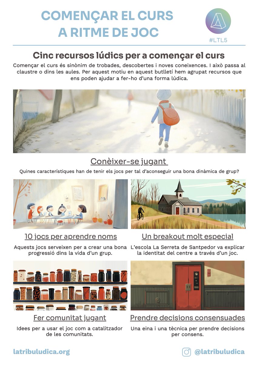 Avui a @latribuludica 🎲 et presentem el darrer butlletí amb 5 recursos lúdics per començar l'any escolar de manera divertida i efectiva.

👉 Descarrega-te'l a: latribuludica.org/ca/ltl5-comenc…
👉 I mira tots els butlletins anteriors: latribuludica.org/ca/els-butllet…