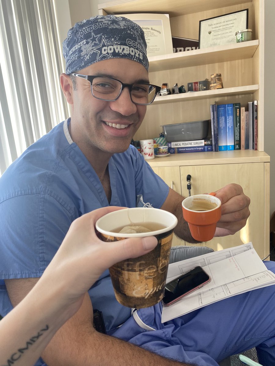 Work is just that much more fun with little treats! Dr. Ahle treated her weekend pedi surg team with a little espresso break while running the list. Needless to say, Evan was fueled for the rest of his call shift! ☕️ 🩺