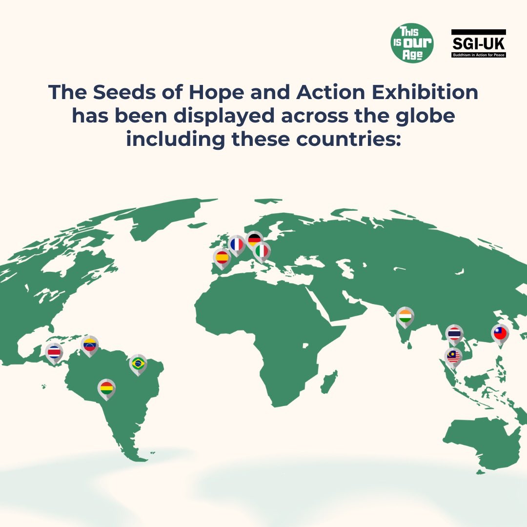 thisisourage_'s tweet photo. The Seeds of Hope and Action (SOHA) Exhibition will be next displayed at the 'This is Our Age Peace Festival' on September 8th from 10am - 4pm at the University of Warwick. 

Registration link below: https://t.co/ImMEVmFQlE 

#sgiuk #peace #culture #education https://t.co/wsqrZ6aL8g