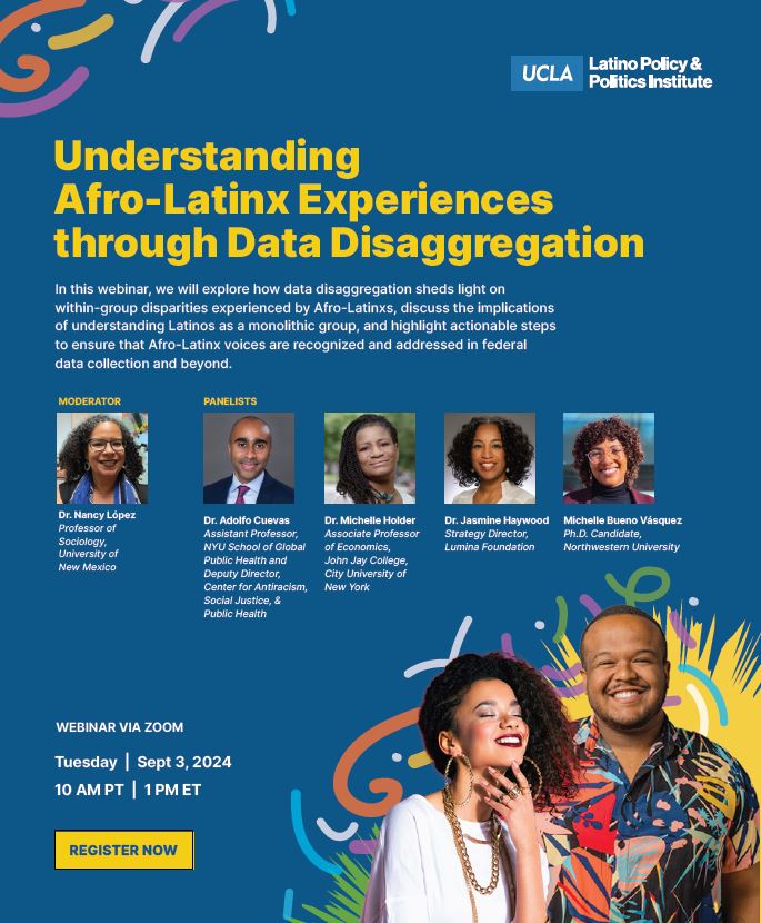 Catch us in half an hour talking about the new single question format on the Census and how it will impact Afro-Latinx people. ucla.zoom.us/webinar/regist…