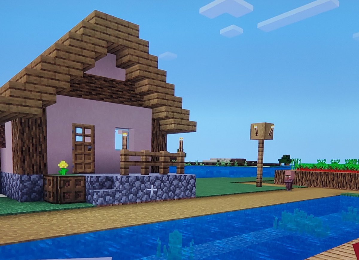 minecraft_coro's tweet image. 🆕️マイクラ107日目😲
村？
村か？
一軒しかないやん！

いや、半分無いやん！
んで、村人おるんかい！！
しかも子供ですやん！！！
どうやって生まれたん(^_^;)
#マインクラフト
#マイクラ統合版
#バグ