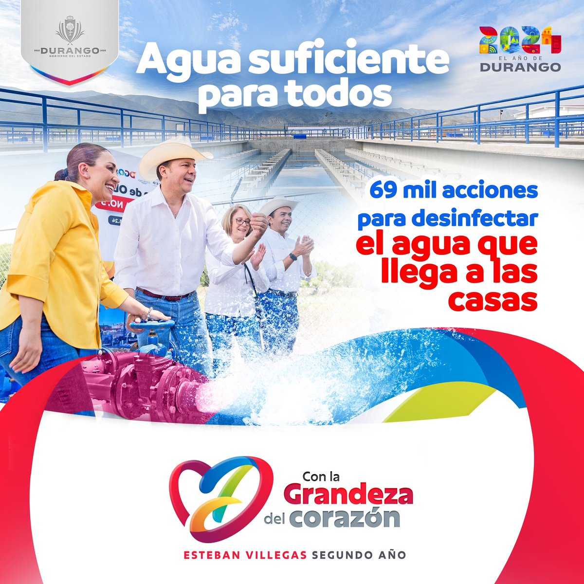 💧🚰 Para proteger la salud de los duranguenses, llevamos a cabo miles de acciones para desinfectar el agua que llega a los hogares de las familias de #Durango. 
#ConLaGrandezaDelCorazón