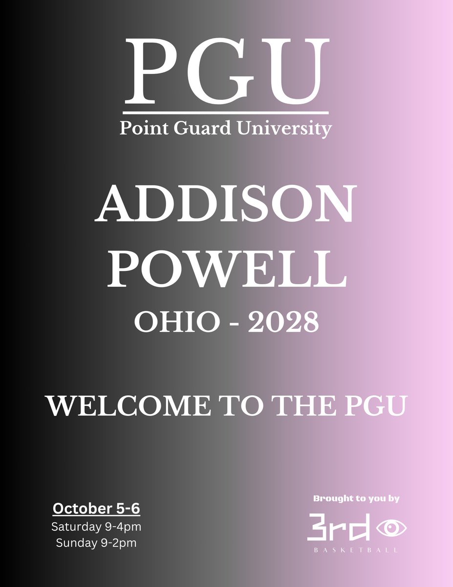 Welcome to the PGU Addison Powell! <a href="/AddisonPowell33/">Addison Powell</a> #3rdIPGU #CourtLife #3rdIBasketball
