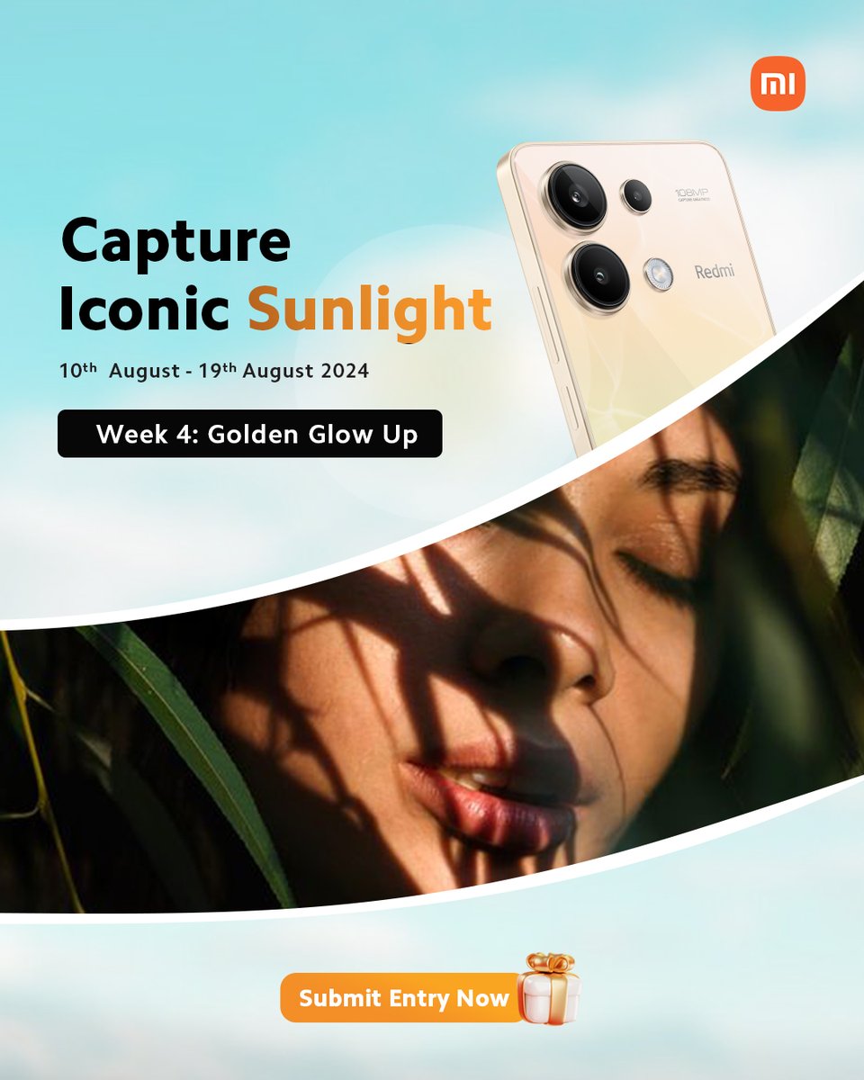 XiaomiNigeria's tweet photo. The final week of our #CaptureIconicSunlight campaign is here, and weโre closing with the Golden Glow Up theme! Show us your best before and after shots that capture the magic of sunlight.
Submit your entries from now till September 10 and you could be the final winner of a Xiaomi-branded gift! ๐
T&C: https://t.co/TYpn4GIjTV
#GoldenGlowUp
#CaptureIconicSunlight