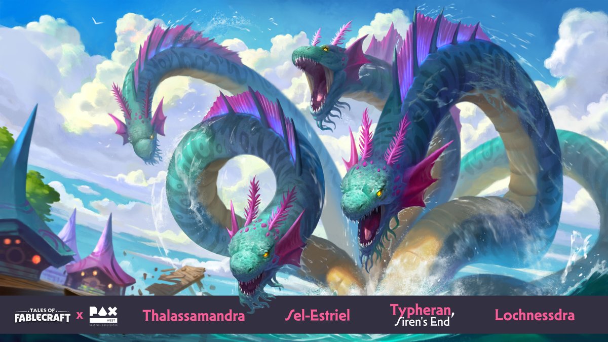With this year's #PAXWest2024 drawing to a close, we can reveal the final four winners of our naming contest!

From PAX: 
1️⃣ "Sel-Estriel" by Jade
2️⃣ "Lochnessdra" by Narilka  

From online: 
1️⃣ "Thalassamandra" by Daniel
2️⃣ "Typheran, Siren's End" by Megan