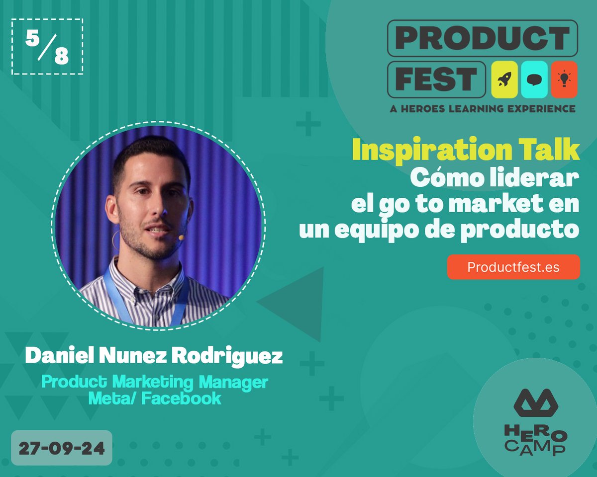 ¡Dejemos de hablar de ligar en el supermercado y hablemos de cómo conquistar el mercado! 🚀

El 27/09 Daniel Nuñez, Product Marketing Manager de <a href="/Meta/">Meta</a>, nos enseñará cómo liderar el #GoToMarket en equipos de #producto. 🌍 Últimas entradas a la venta
🎟️ lnkd.in/d5GcgM57