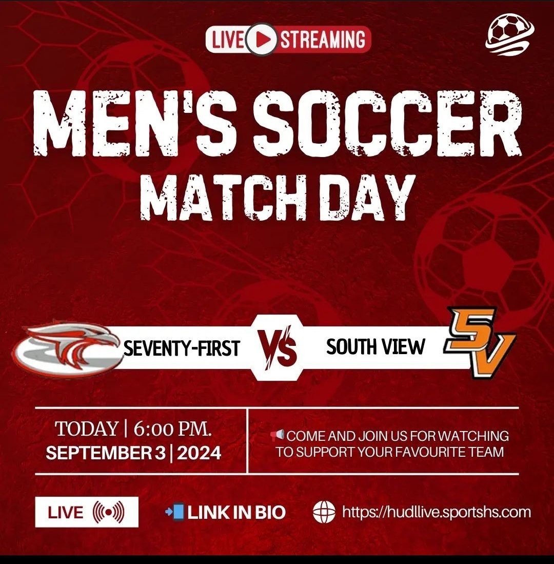 Come out and support the Men's soccer team as they begin conference play at home versus 71st high school. 6pm.

<a href="/SouthViewTigers/">South View High School</a> <a href="/southviewsports/">South View Athletics</a>