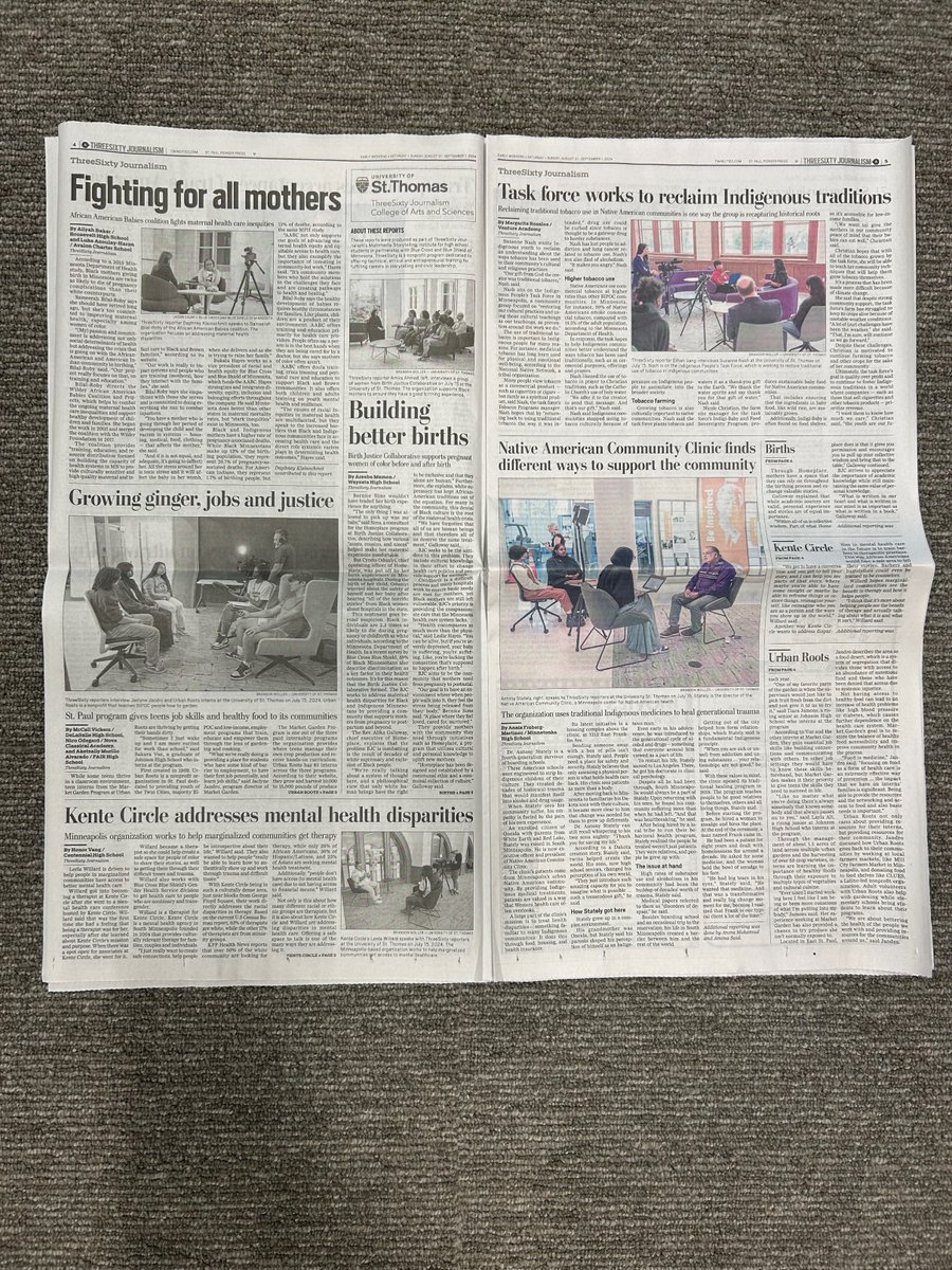 Our students got a front page shoutout in the <a href="/PioneerPress/">Pioneer Press</a> on Saturday, and their work ran inside. Read all six stories at twincities.com. Thanks for making sure the next generation knows the thrill of a print byline, <a href="/mikeburbachPP/">Mike Burbach</a> <a href="/FrederickMelo/">Frederick Melo, Reporter/Axolotl</a> <a href="/MikeDecaire/">Mike Decaire</a> ❤️