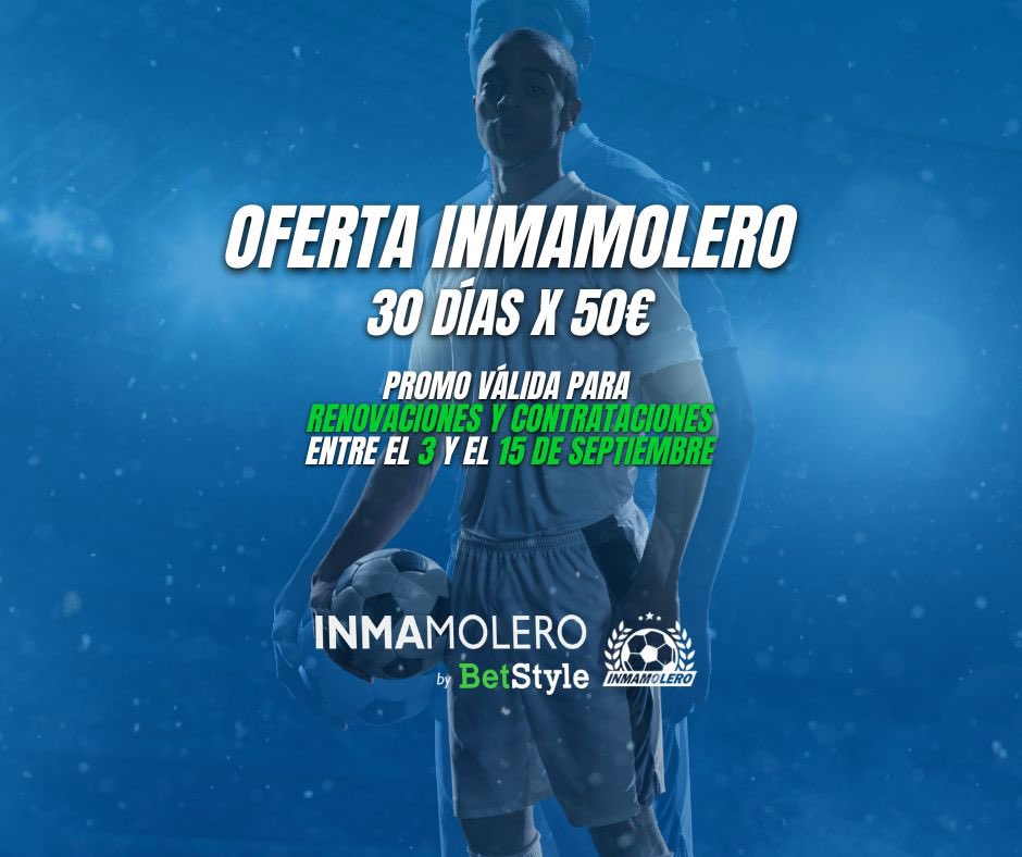 🚨PROMOCIÓN INMAMOLERO 🚨

💰 Desde el 3 de Septiembre al 15 de Septiembre, aprovecha el descuento para el servicio de Inmamolero Live, 30 días por 50€ (precio sin descuento 90€). 

📈 Pleno en el mes de Agosto, y 1 solo fallo en los últimos 14 picks.

betstyle.es/promociones/pr…