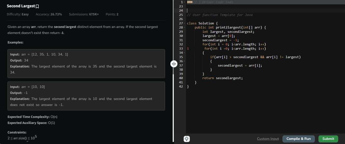 Vvishal_Parihar's tweet image. 🚀Day 3/100 of #100DaysOfCode!    
Solved 3 array questions on GFG #StriverA2ZDSA