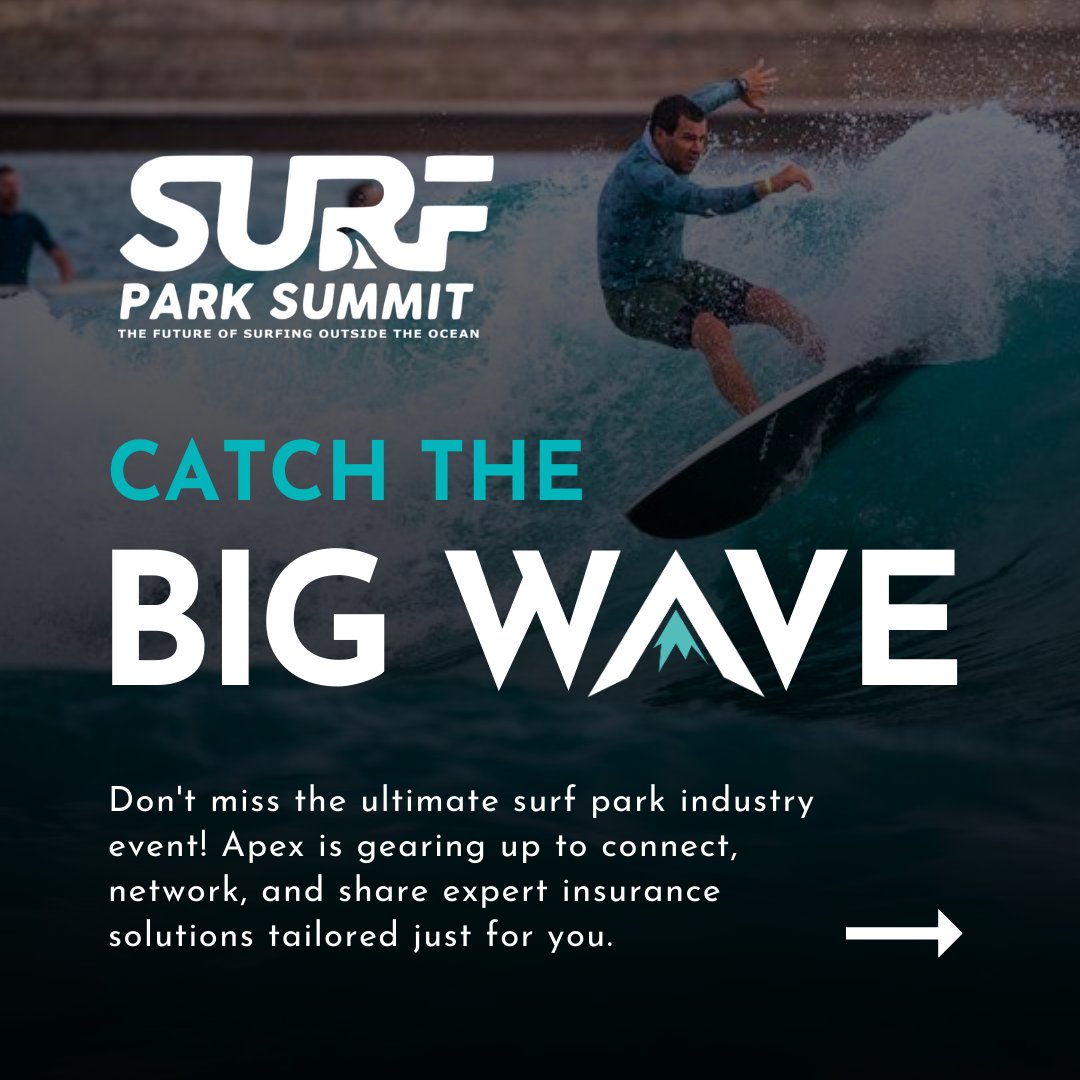 ApexRisk1's tweet image. Our team is headed to Surf Park Summit! Join us to dive into the latest trends, connect with industry leaders, explore groundbreaking wave technology. and maybe even win a free surfboard! #SurfParkSummit #IndustryTrends #WaveTechnology