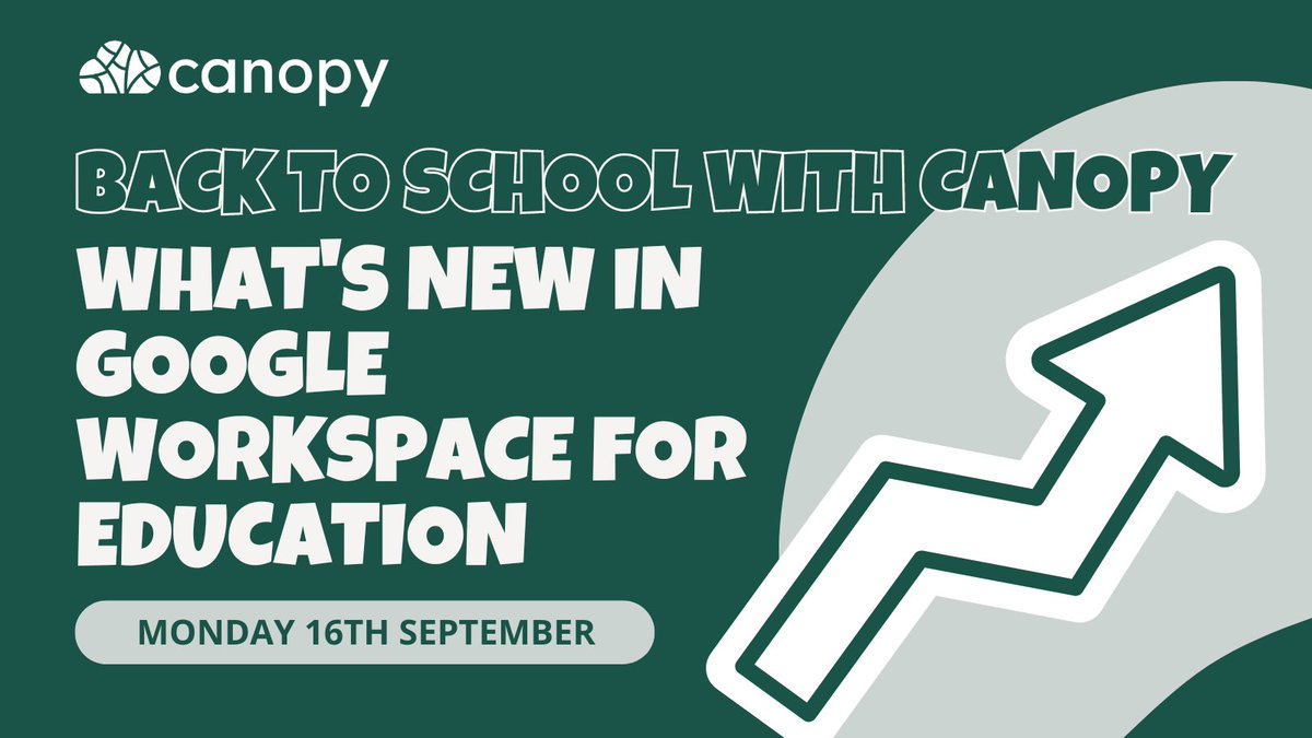 Back to school with Canopy! 👩‍🎓

Join us on Sept 16 for a FREE webinar exploring the latest updates in Google Workspace for Education #GoogleEdu

UK-focused event @ 4pm BST 👉 bit.ly/BTS-GWfE-UK
USA-focused event @ 4pm PT / 7pm ET 👉 bit.ly/BTS-GWfE-USA