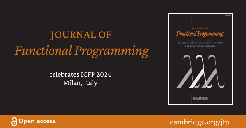 Cambridge University Press - Science & Engineering (@cup_scieng) on Twitter photo Attending #ICFP24 or interested in functional programming?
Journal of Functional Programming's collection page features a wide variety of article collections from previous ICFP conferences. Enjoy the collections → cup.org/3MxHY66
<a href="/CUP_JFP/">Journal of Functional Programming</a> Attending #ICFP24 or interested in functional programming?
Journal of Functional Programming's collection page features a wide variety of article collections from previous ICFP conferences. Enjoy the collections → cup.org/3MxHY66
<a href="/CUP_JFP/">Journal of Functional Programming</a>