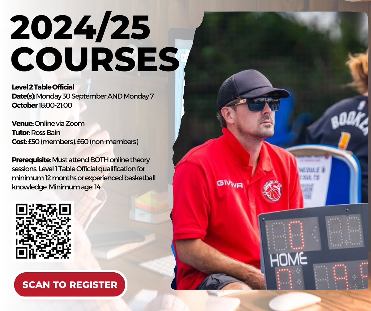 Basketball Wales 2024/25 Courses information  now available on Sport80 ℹ️Scan QR code to register or click the link on below 🏀📚 basketballwales.sport80.com/public/events