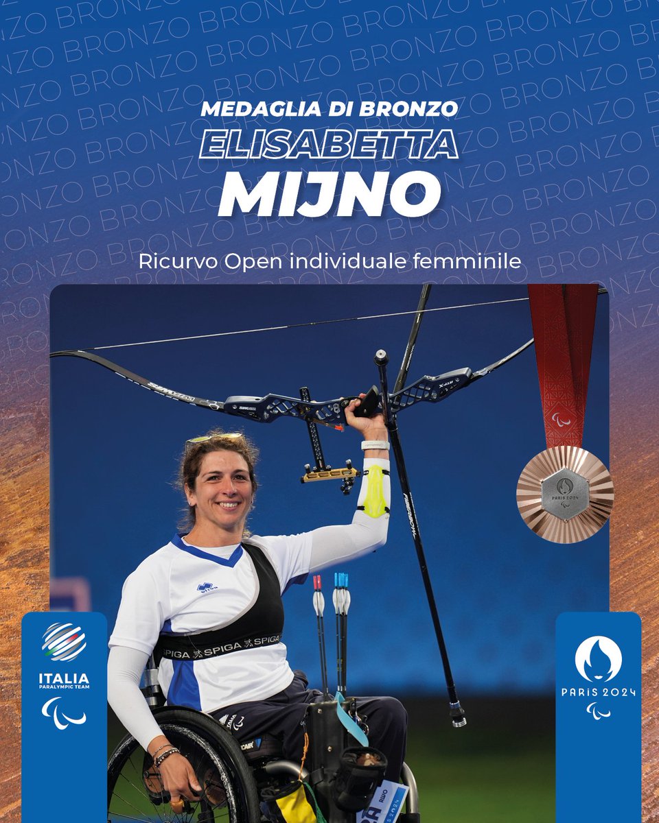 CENTRO!
Elisabetta Mijno conquista la medaglia di BRONZO nel Ricurvo Open individuale femminile

Foto Alegni/CIP