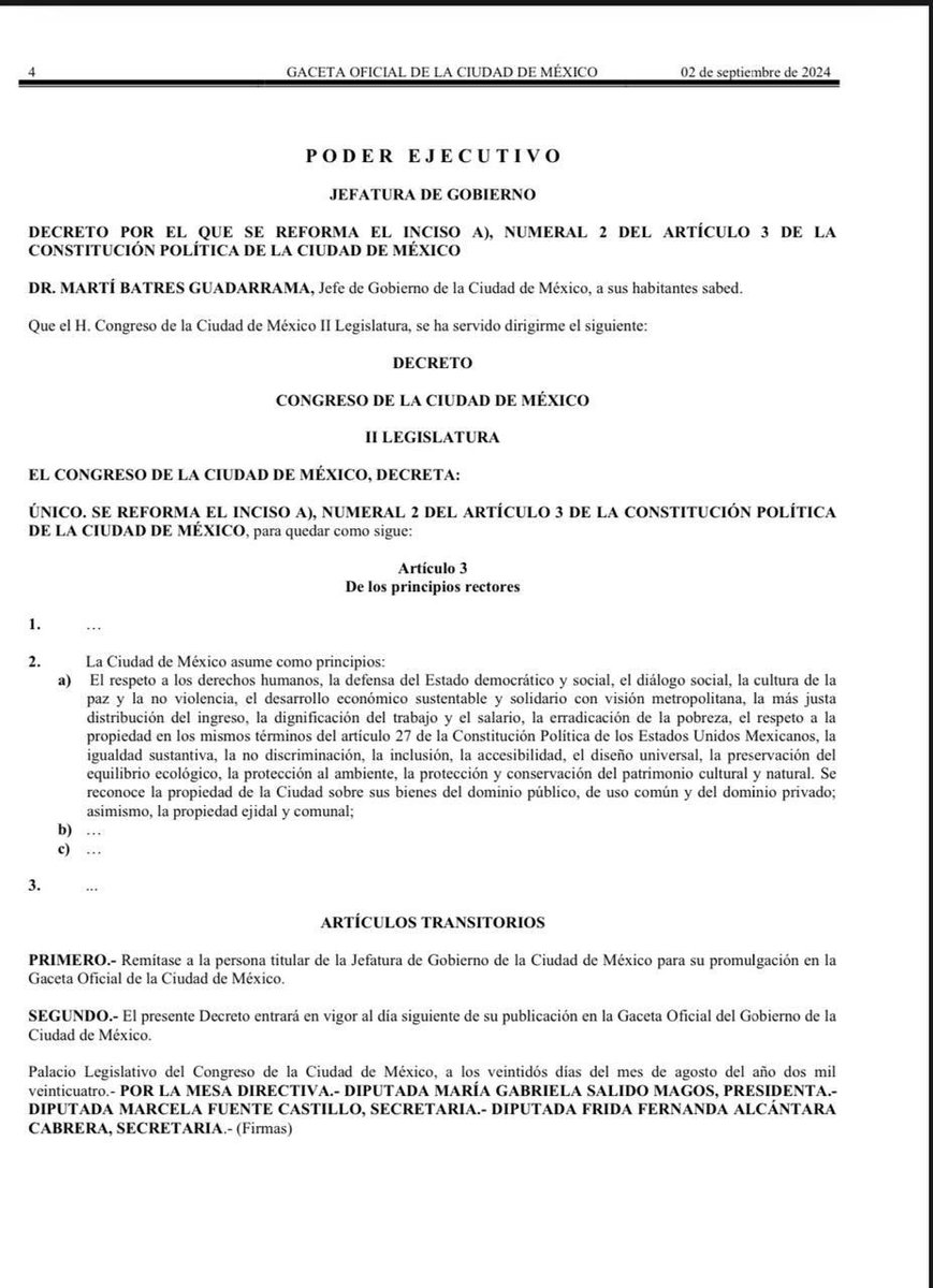 DonPerIgnnon's tweet photo. Ayer el gobierno de la CDMX publicó en su Gaceta Oficial una reforma al inciso A), numeral 2 del artículo 3 de la Constitución de la CDMX, para quedar de la siguiente manera… 🧵 https://t.co/D5FAEo0GXF